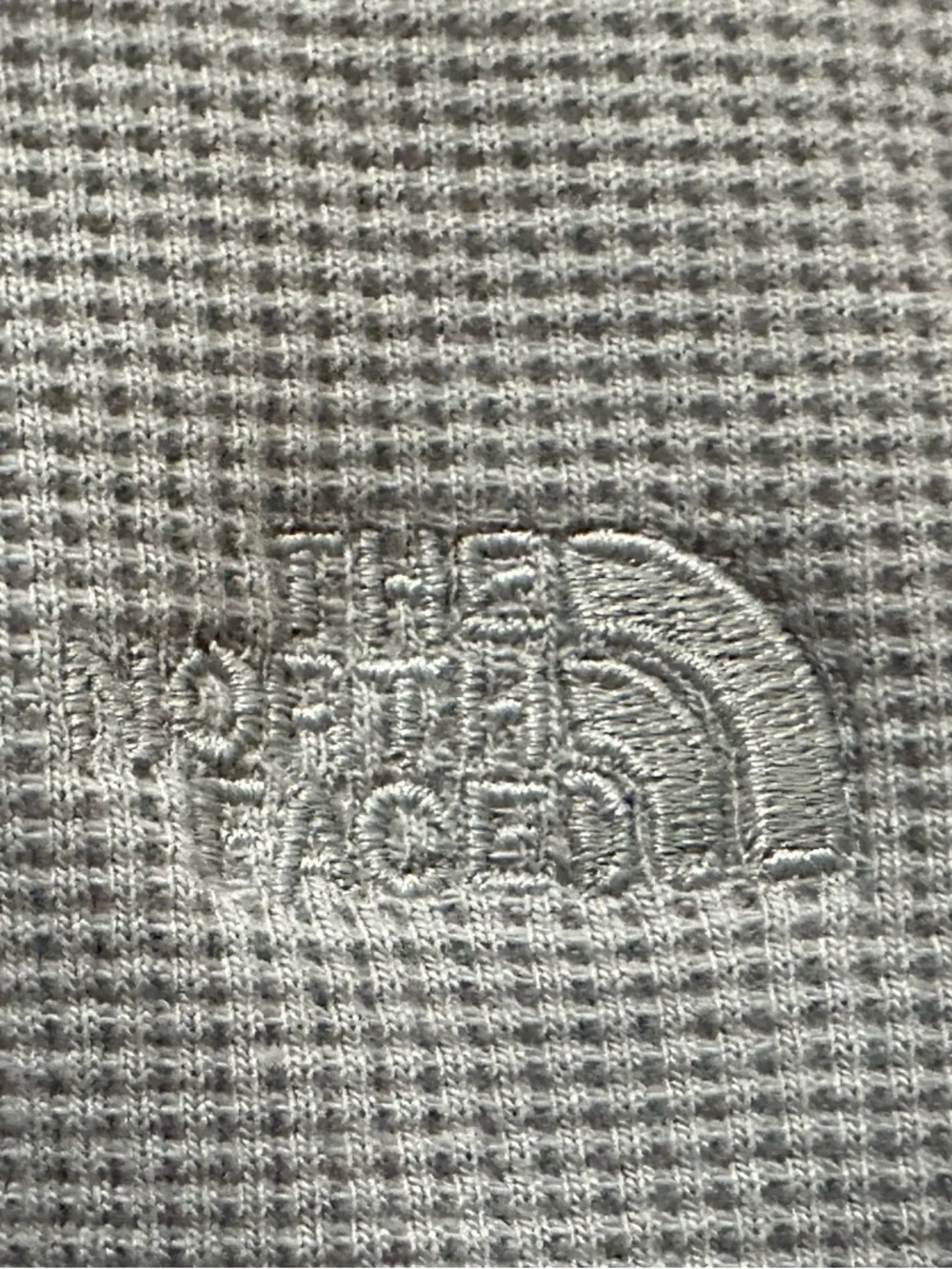The North Face waffle-knit thermal hoodie size Large gray